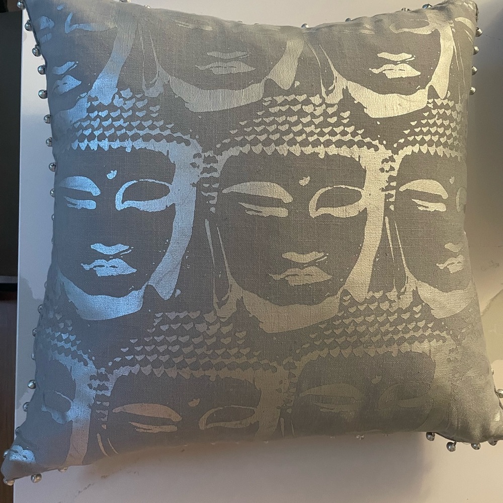 Gorgeous silver and gray 19”x19” decorative pillow
